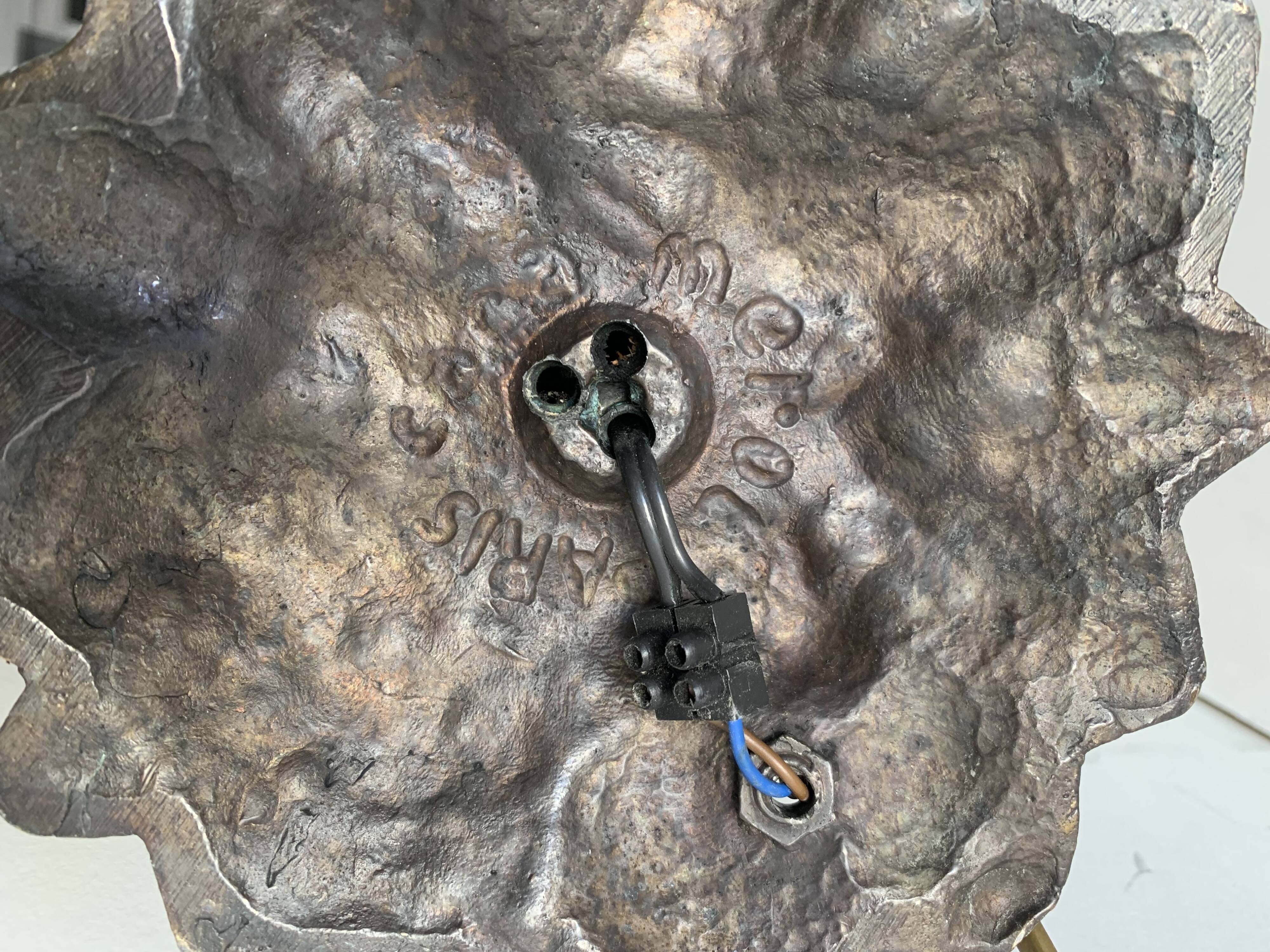 Large signed Art Nouveau style bronze sculpture lamp