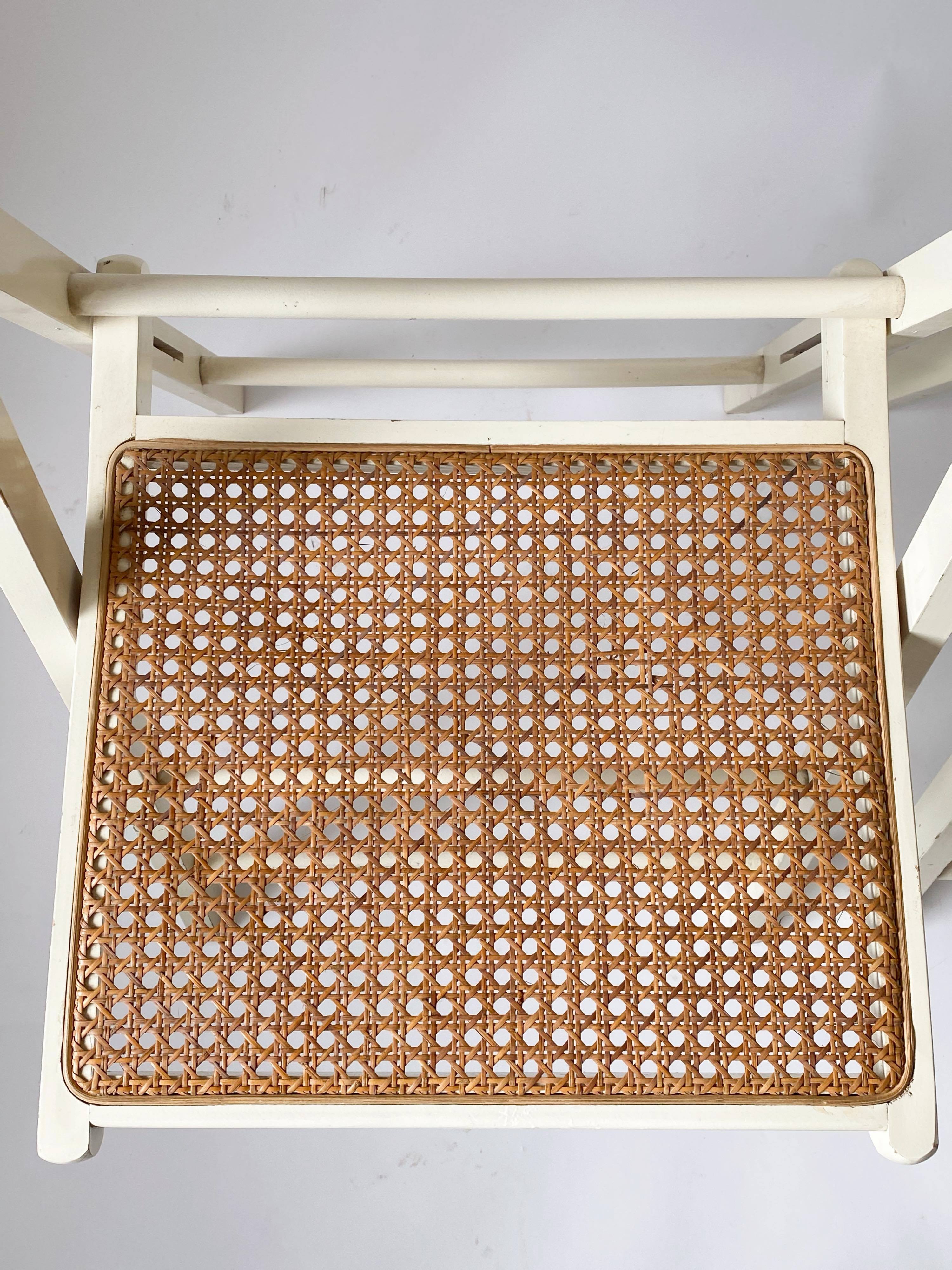 Pair folding chairs caning