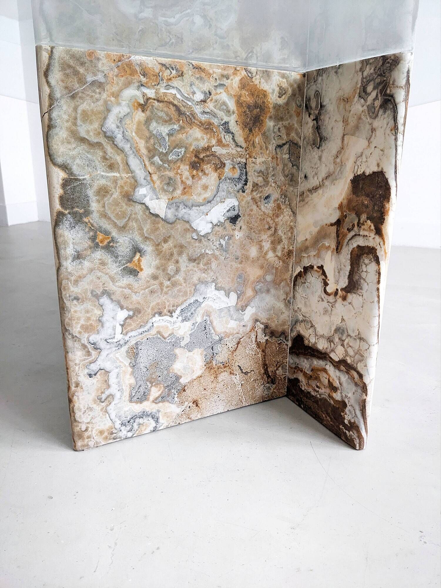 Italian marble coffee table with glass top 1970's