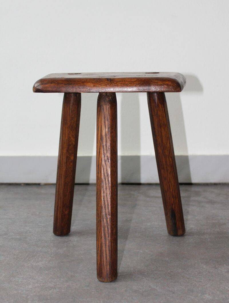 Brutalist tripod stool, 50s.