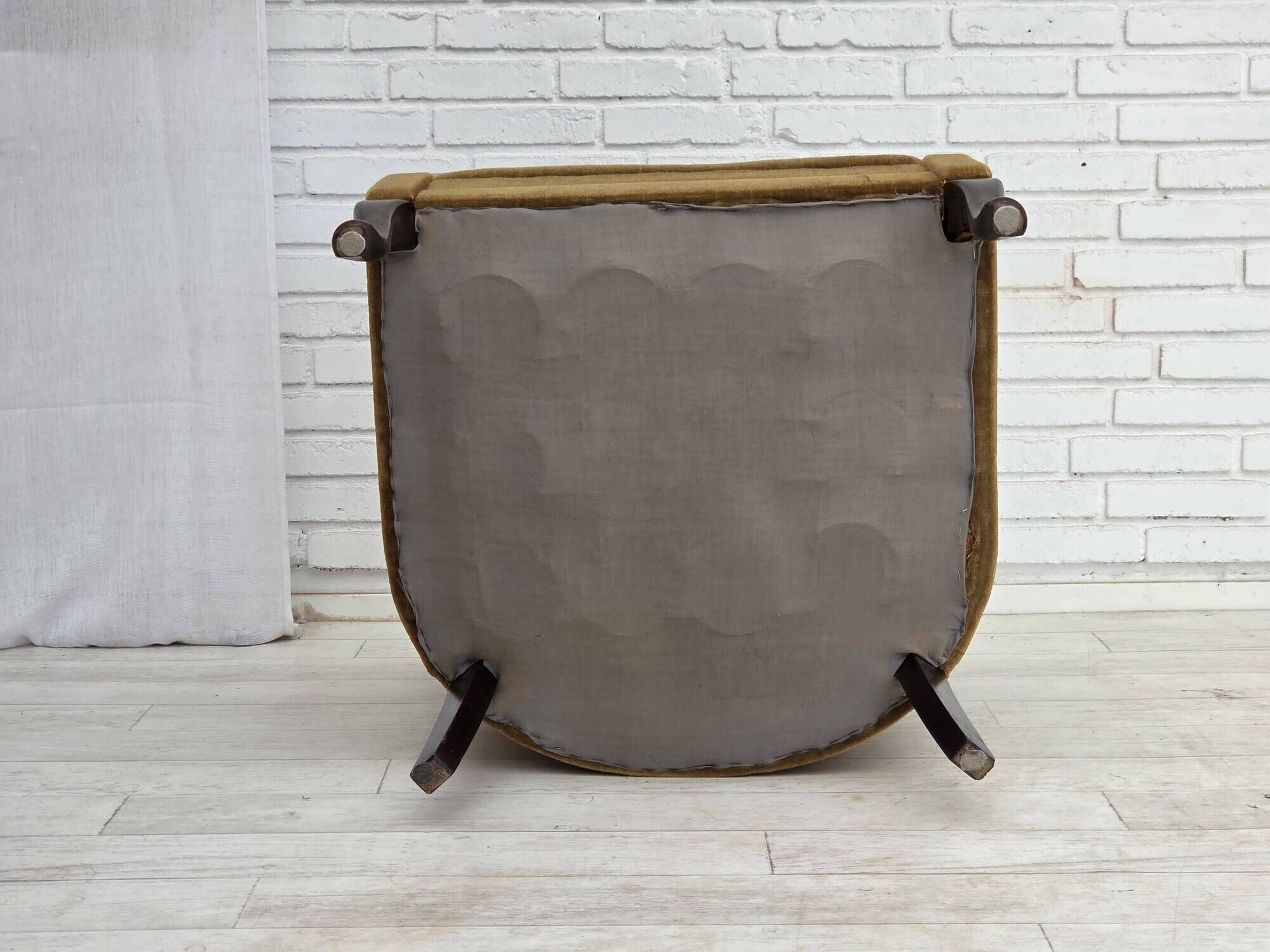 1960s, Danish armchair, furniture velour, ash wood.