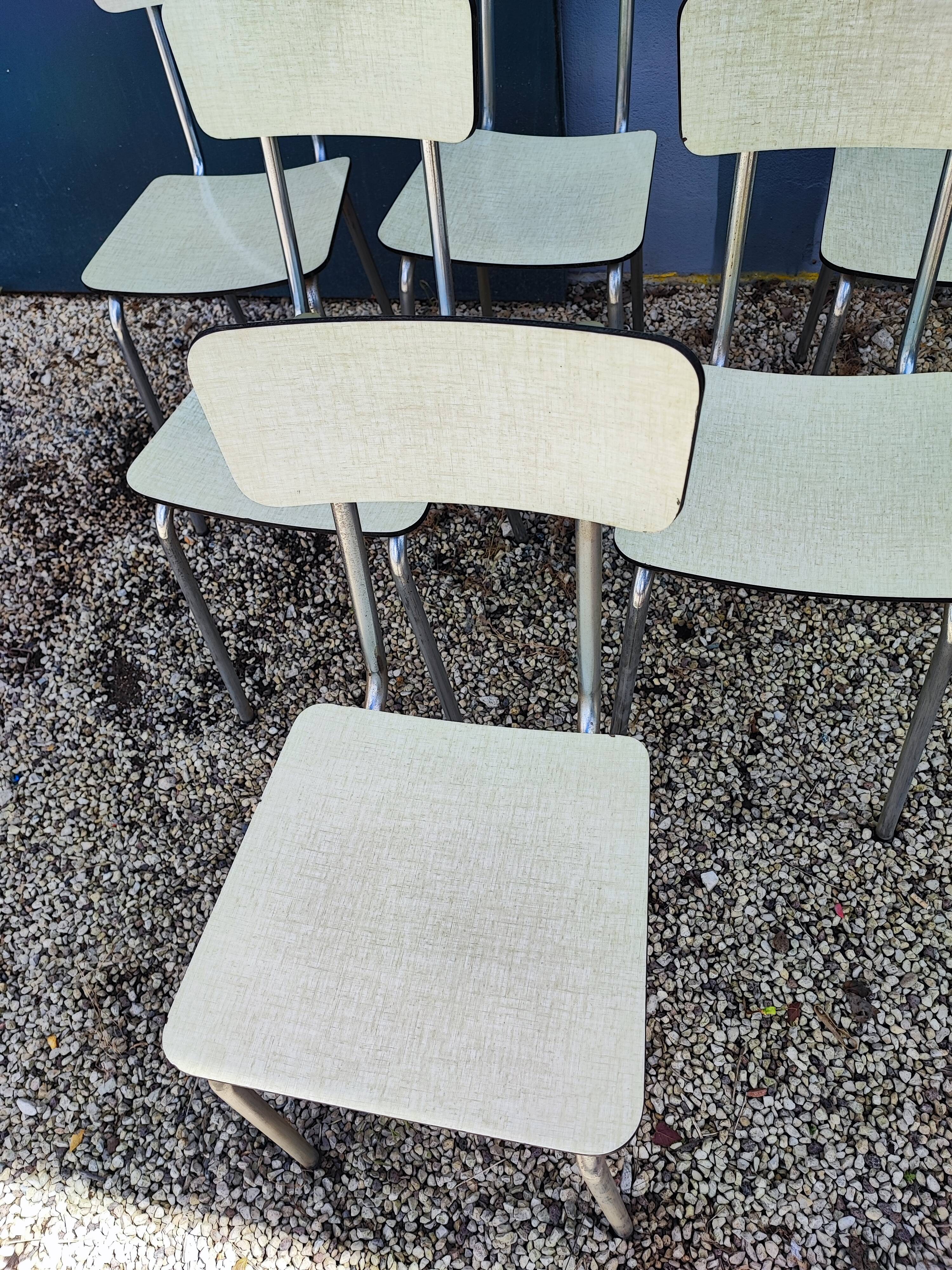 Lot 6 chaises formica jaune paille crème