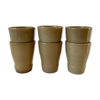 Lot de 6 verres en grès clairs