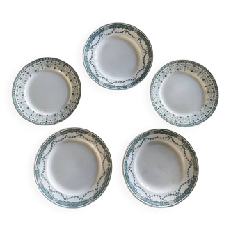 5 assiettes anciennes en Terre de Fer Moulin des Loups.