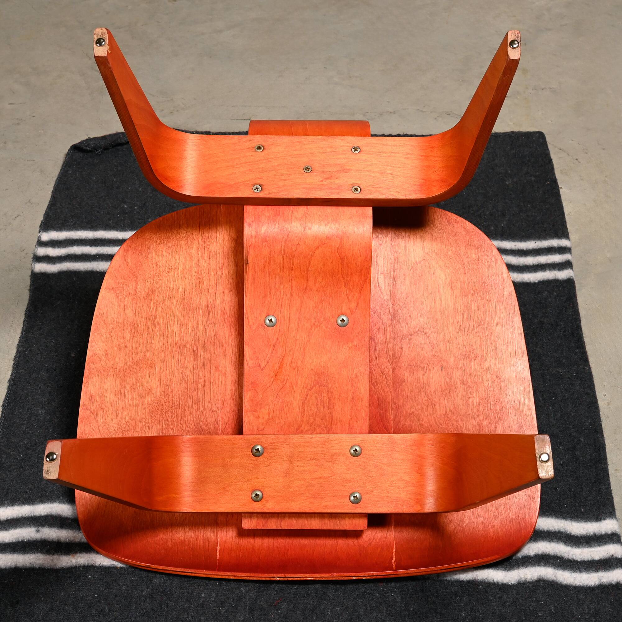 Charles & Ray Eames Early LCW Lounge Chair Red Aniline for Herman Miller