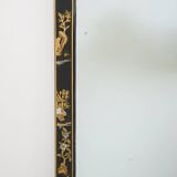 Miroir chinois vintage laqué noir et motifs colorés