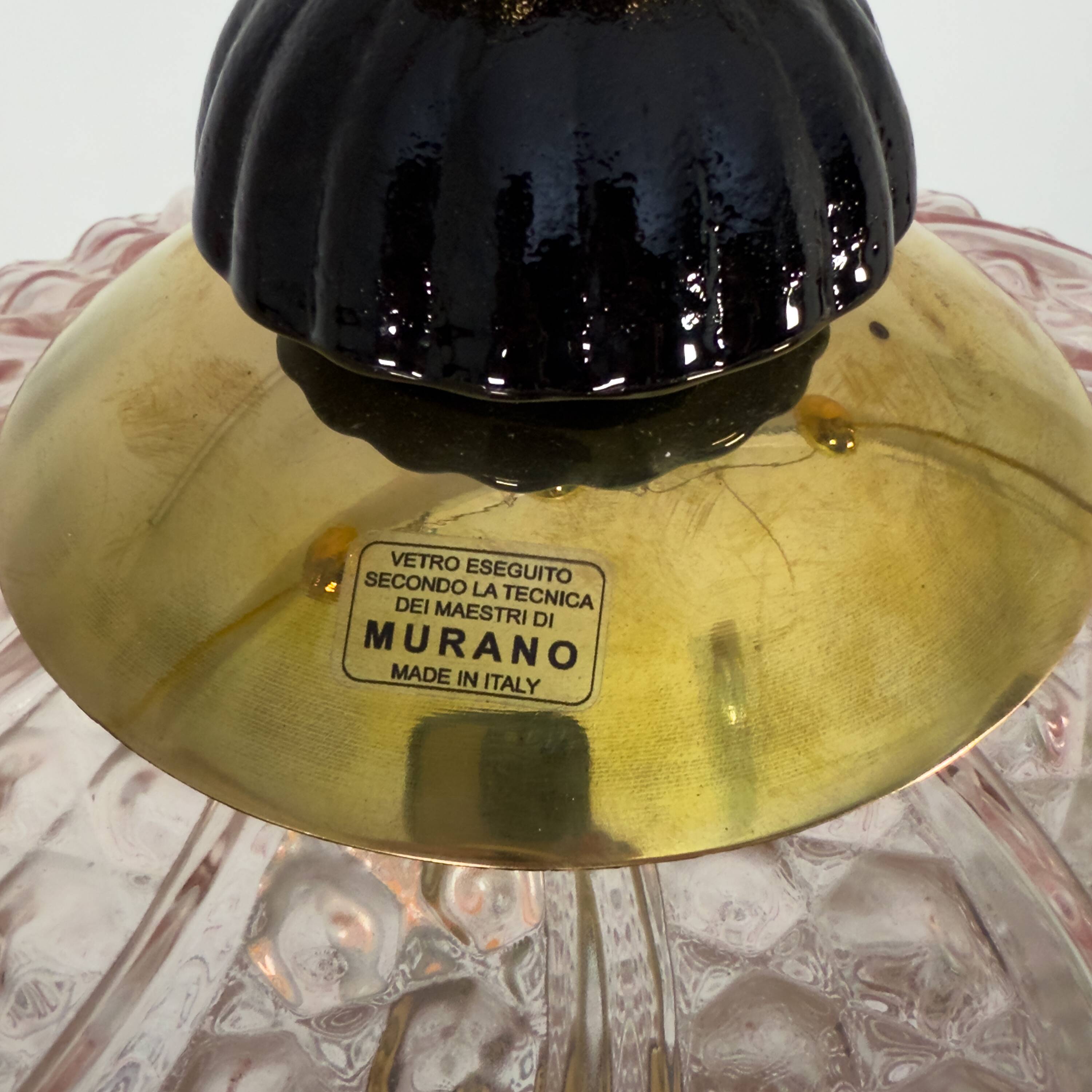 Blown Murano Glass and Brass Pendant Lamp