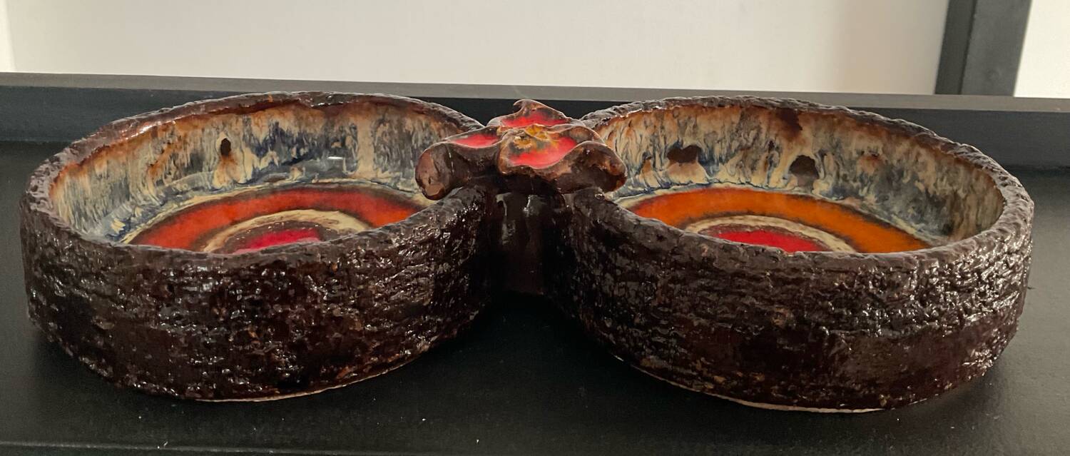 Vintage 1970s glazed ceramic trinket tray