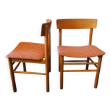 Pair of Borge Mogensen J39 shaker chairs in solid elm-wood, Denmark 1950s