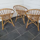 3 rattan armchairs from the 70s