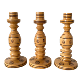 Engraved wooden candle holders