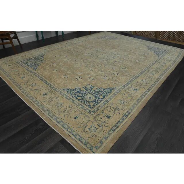 1970s Vintage Persian Handmade Wool Cotton Orange Area Rug 300x403