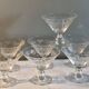 7 Art Deco crystal champagne coupes, grape clusters (+ 2 gifts)