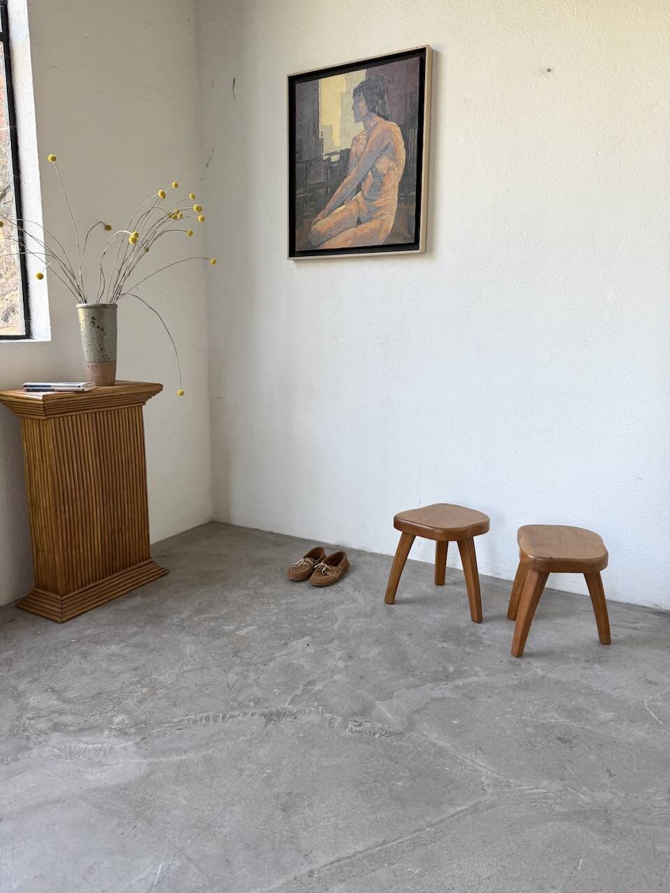 Pair of Henri Bataille oak stools