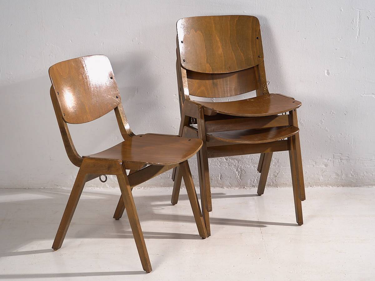 Vintage Thonet Dining Chairs (c.1950). Set of 6 pieces