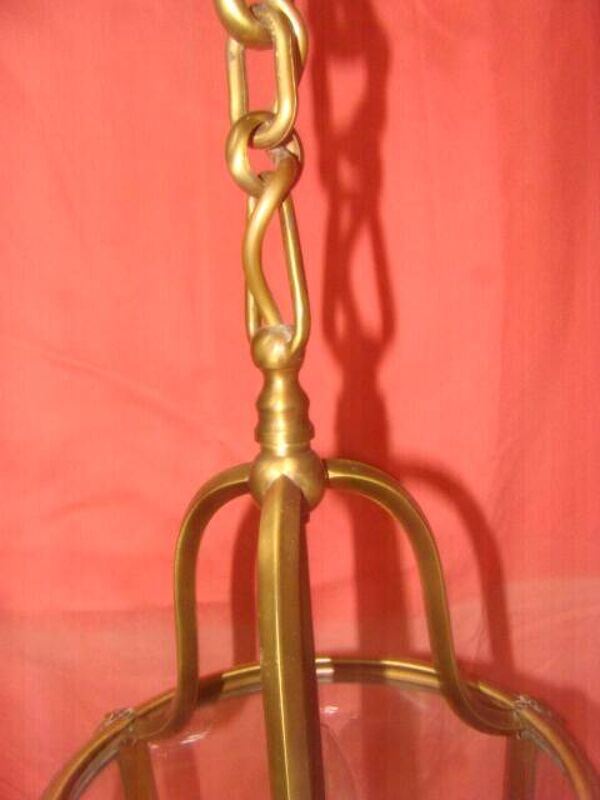 lanterne de vestibule cylindrique bronze et verre à 3 bougeoirs