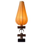 Lampe de table moderne en cuivre et soie, Pays-Bas, années 1950.