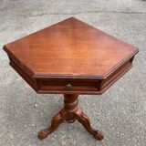 Solid wood corner side table with drawer