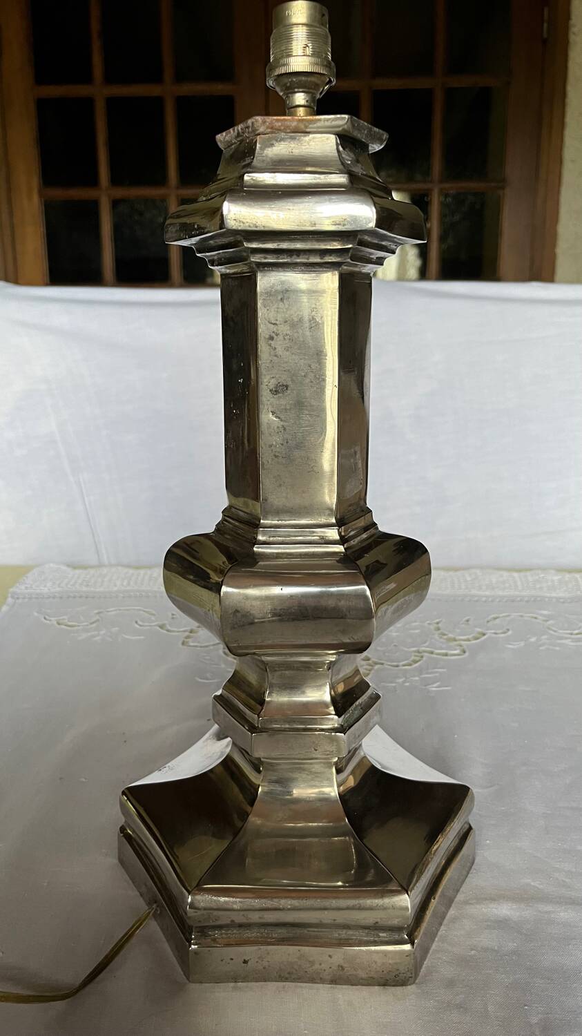 Vintage brushed stainless steel table lamp
