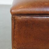 Large Ottoman Made of Sheepskin Leather