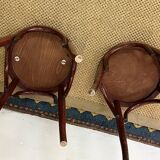 Pair of low vintage “Thonet” style bentwood stools