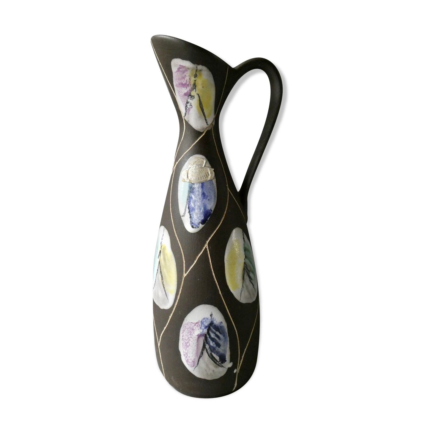 Kongo ceramic pitcher décor by Bodo Mans, Bay Germany, 1960s