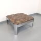 Vintage square coffee table in marble and chrome metal from the 70s