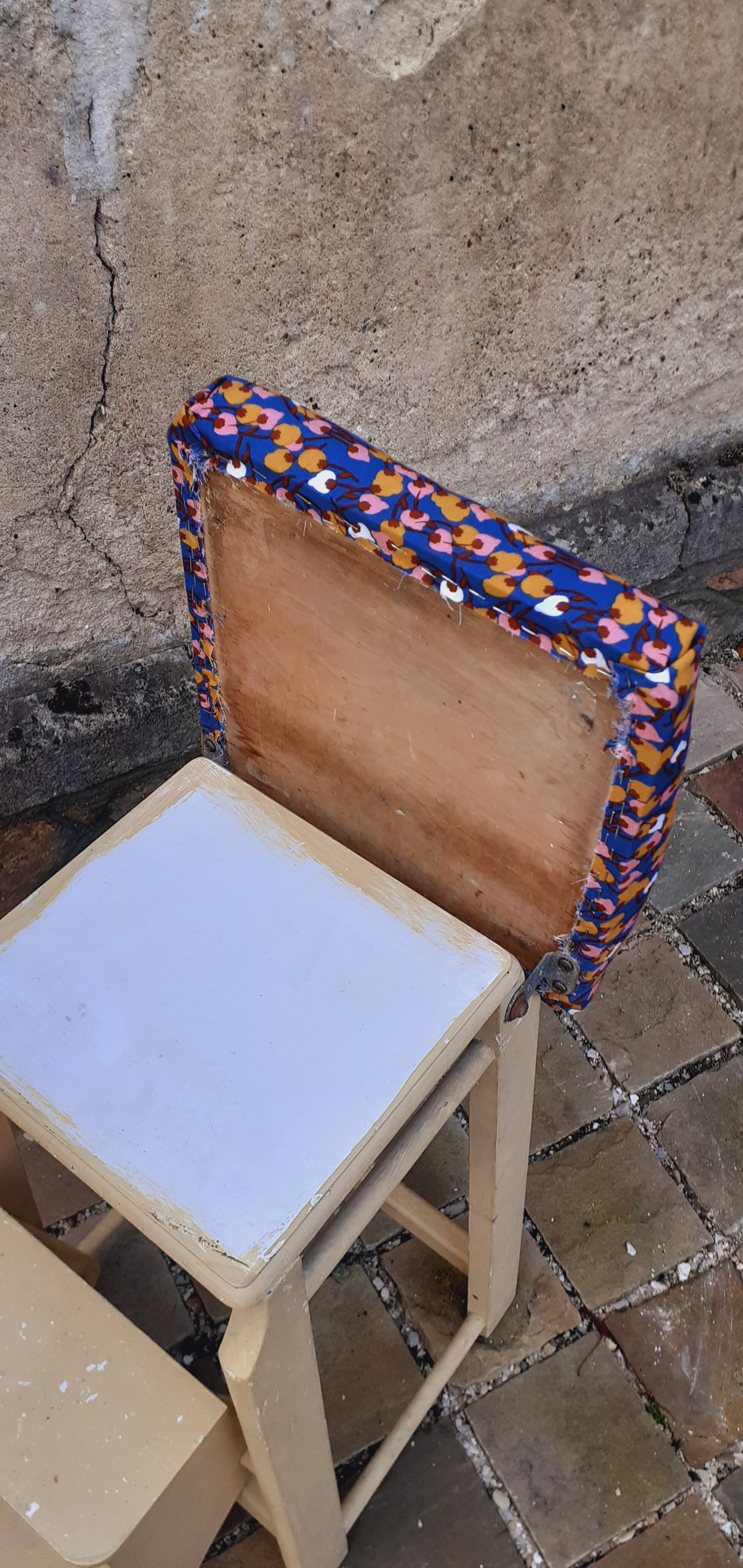Wooden stepladder stool painted vintage 50s