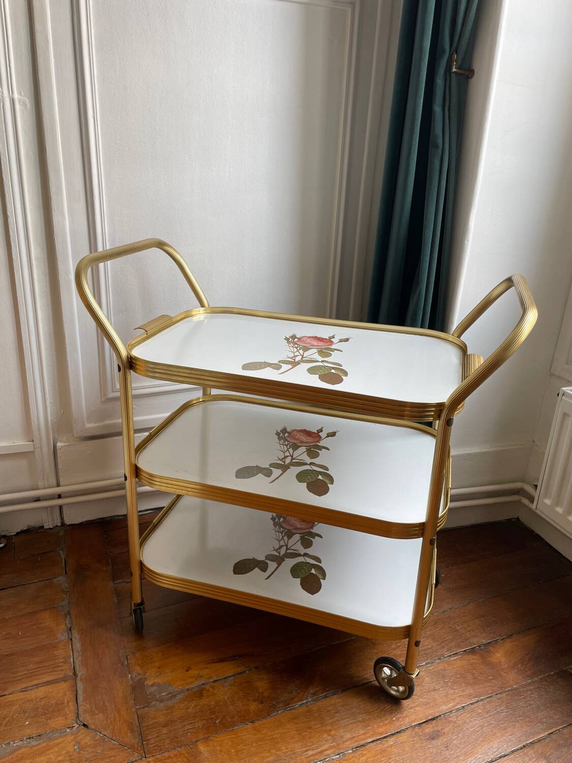 Golden trolley on wheels