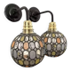 Pair of faceted glass globe wall lights