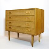 Scandinavian chest of drawers in light wood, 1970s.