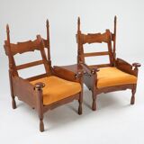 Pair of oak armchairs - 1950s