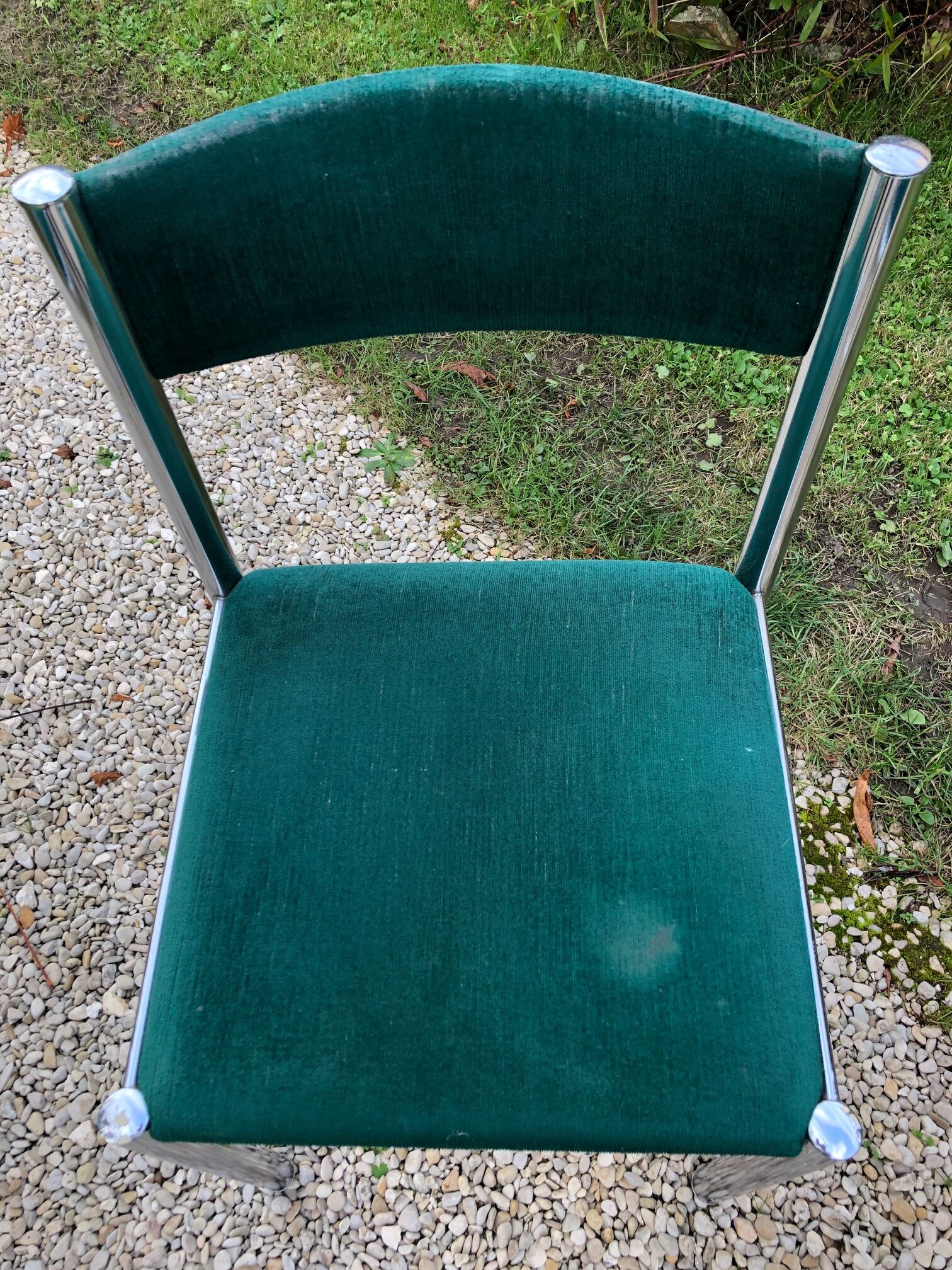 Set of 6 metal and velvet chairs 70s