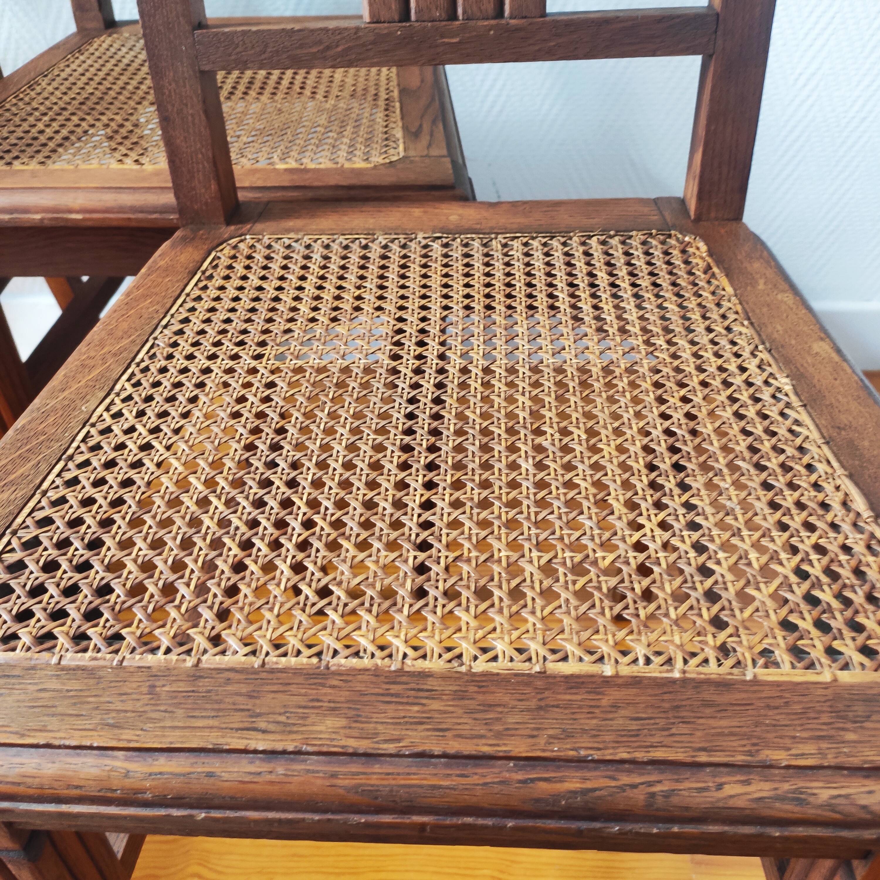Art Deco chairs in new caned oak