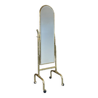 Italian Brass Standing Mirror from 1980'