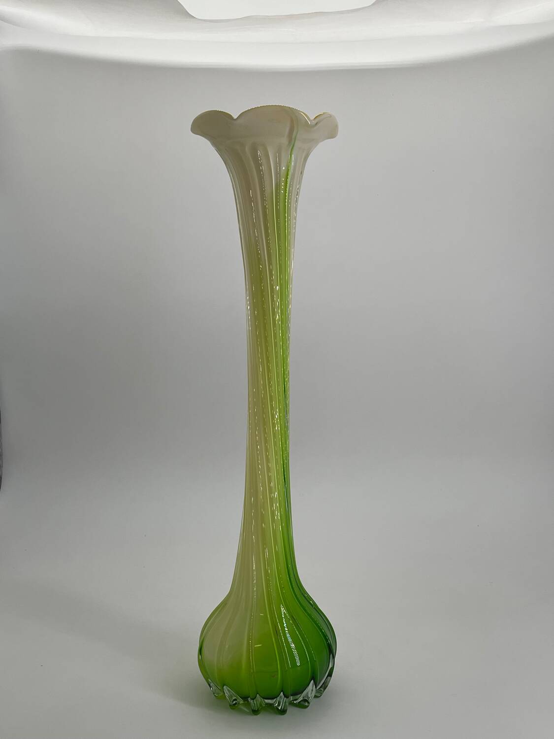 Large vintage Murano style blown glass corolla vase