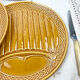 6 asparagus plates in slurry earthenware made in france 1970
