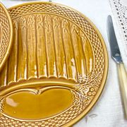 6 asparagus plates in slurry earthenware made in france 1970