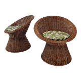 Pair of italian wicker lounge chairs, 1960's