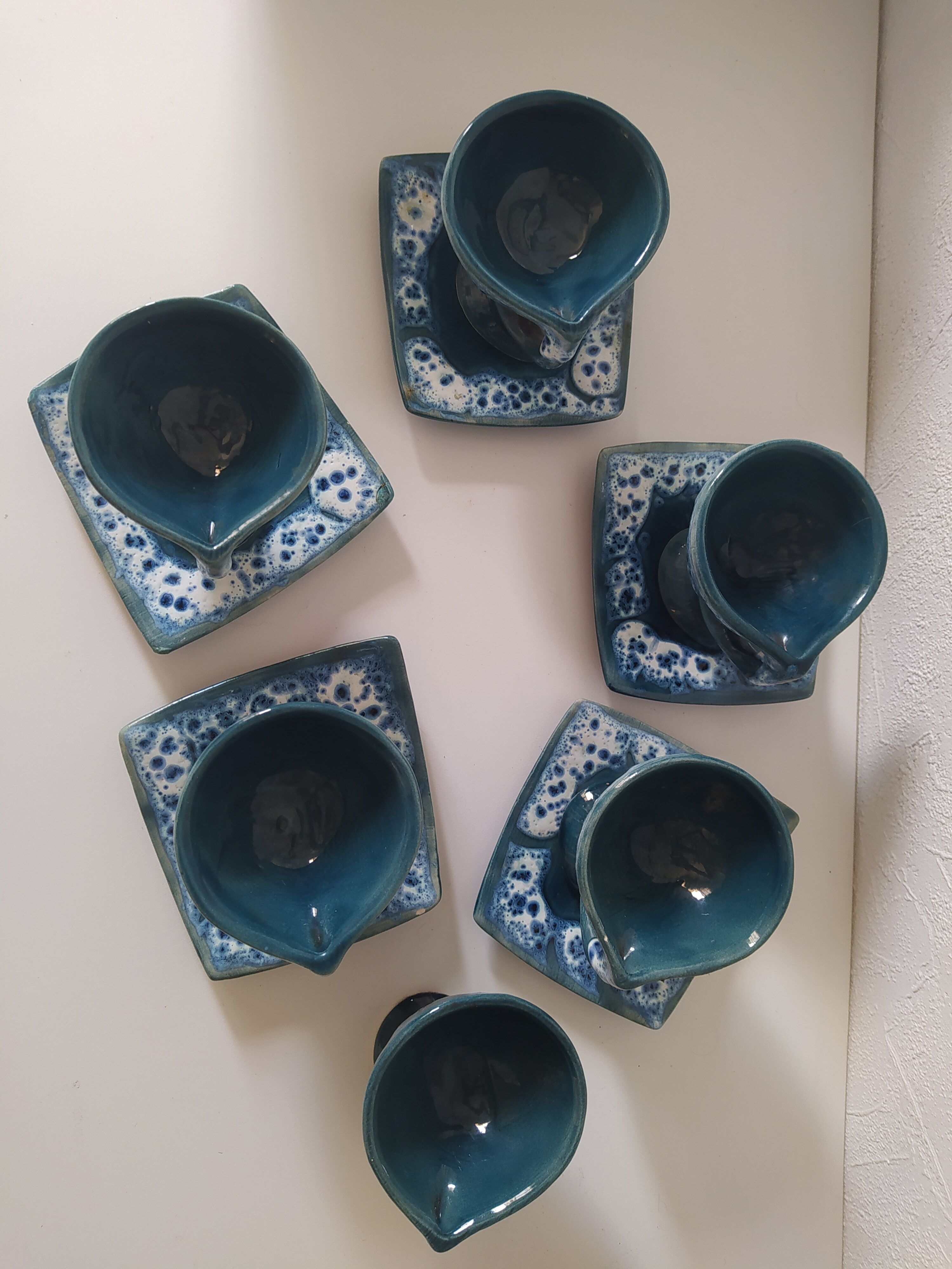 Vintage blue coffee service vallauris design 60s