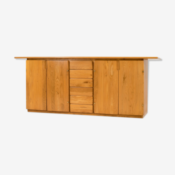 Solid Elm & Brass Sideboard by Romanutti, Italy, 1970s