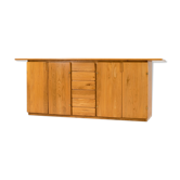 Solid Elm & Brass Sideboard by Romanutti, Italy, 1970s