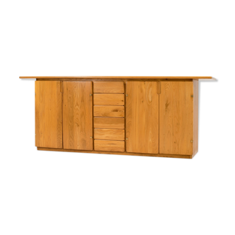 Solid Elm & Brass Sideboard by Romanutti, Italy, 1970s