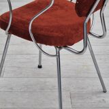 Fauteuil danois des années 1960, état d'origine, accoudoirs en bois de teck, acier chromé.