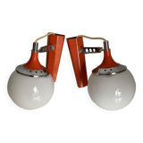 Set of two vintage orange wall lights from the 70s