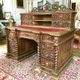 Hand-carved wooden desk in neo-renaissance style Henri II around 1870