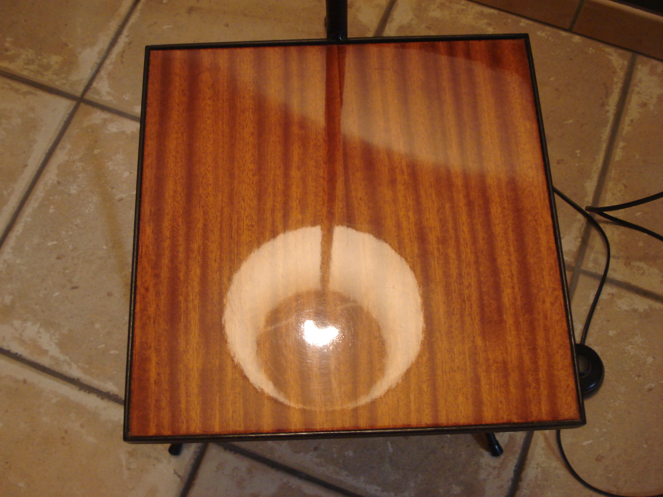 Floor lamp 1950/60 tripod in black metal with cream lampshade