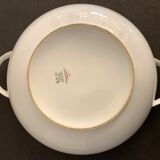 Porcelain tureen of Limoges Bernardaud, gilded Greek decoration, twentieth century
