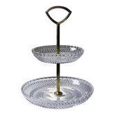 Silent servant/vintage display in moulded crystal & gilded metal from the 1970s-1980s