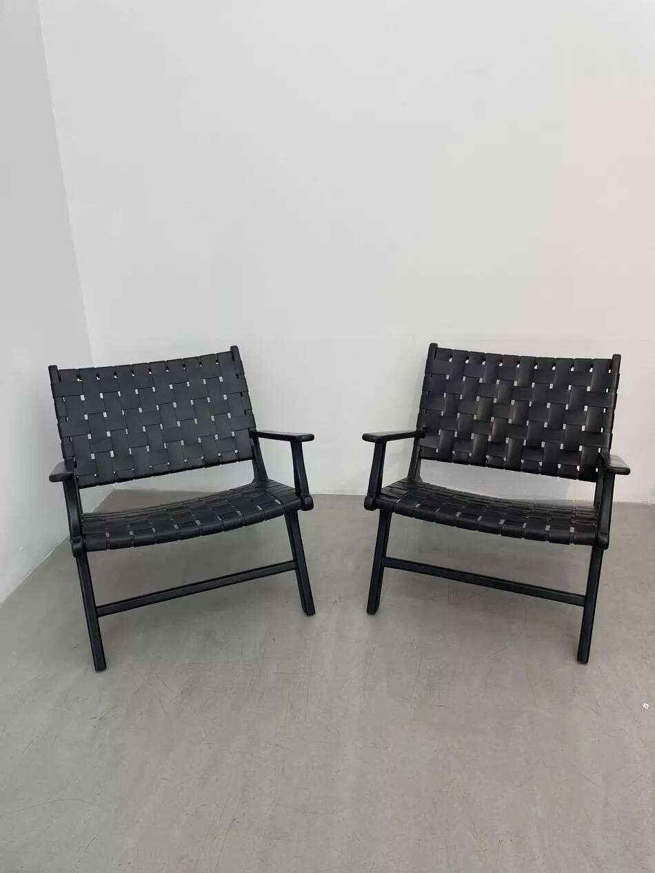 Pair of "Hollywood" model leather armchairs by Olivier de Schrijver